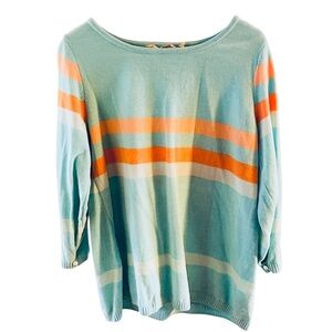 NWOT Soft Surroundings Aqua Knit 3/4 Sleeve Sweater Medium